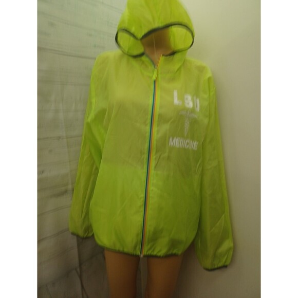 LSU Medicine Raincoat Jacket Hooded Neon Green XL - Picture 2 of 13